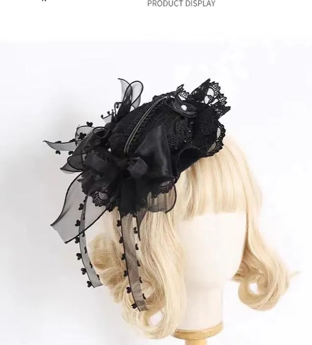xiaogui~Vintage Lolita Tea Party Lace Top Hat