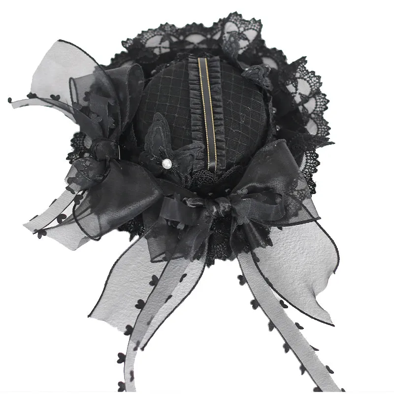 xiaogui~Vintage Lolita Tea Party Lace Top Hat