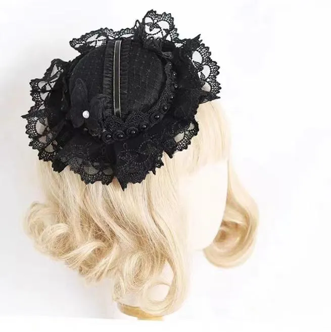 xiaogui~Vintage Lolita Tea Party Lace Top Hat