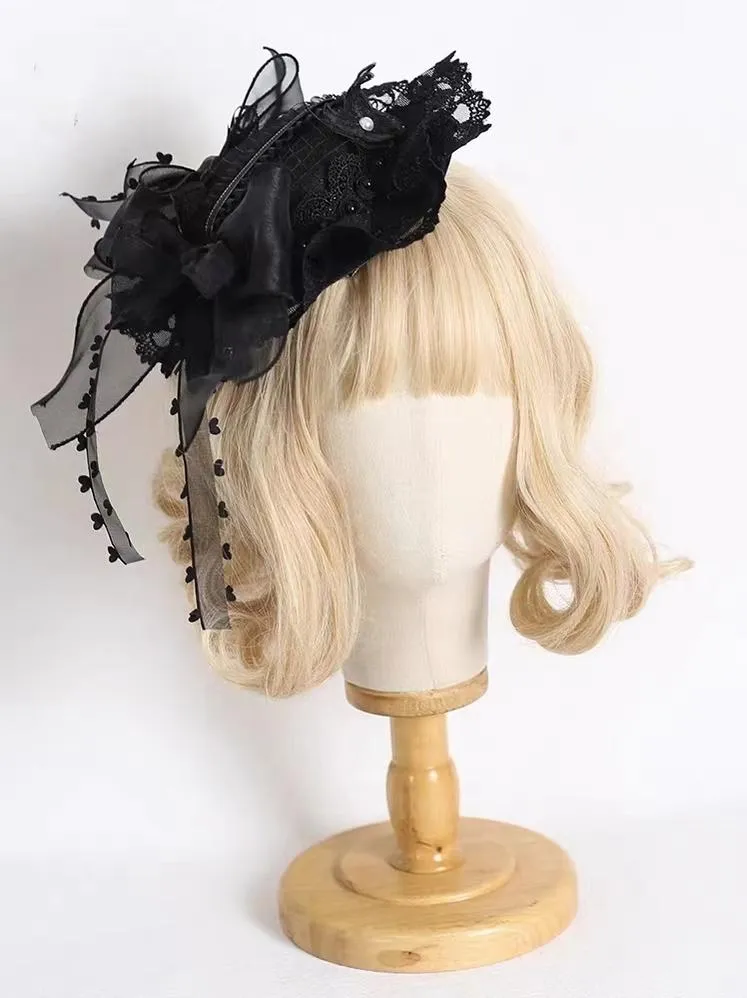xiaogui~Vintage Lolita Tea Party Lace Top Hat