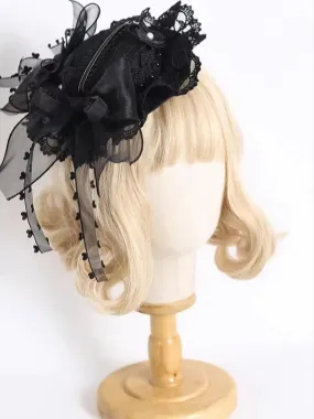 xiaogui~Vintage Lolita Tea Party Lace Top Hat