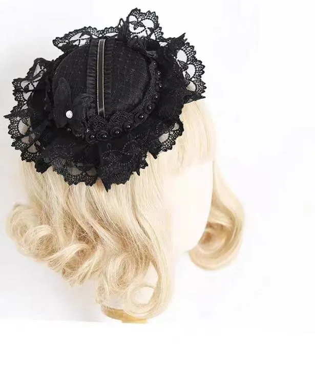 xiaogui~Vintage Lolita Tea Party Lace Top Hat