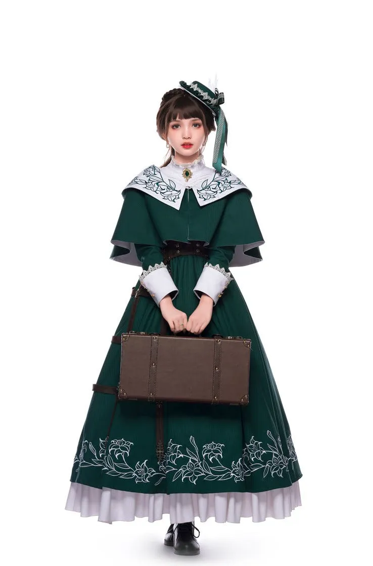 Youpairui~Lobnya~Gothic Nun Lolita Green OP Dress Set