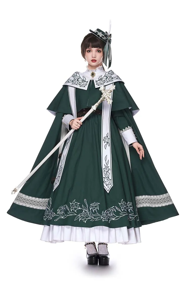 Youpairui~Lobnya~Gothic Nun Lolita Green OP Dress Set