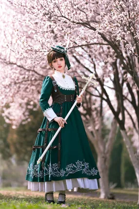 Youpairui~Lobnya~Gothic Nun Lolita Green OP Dress Set