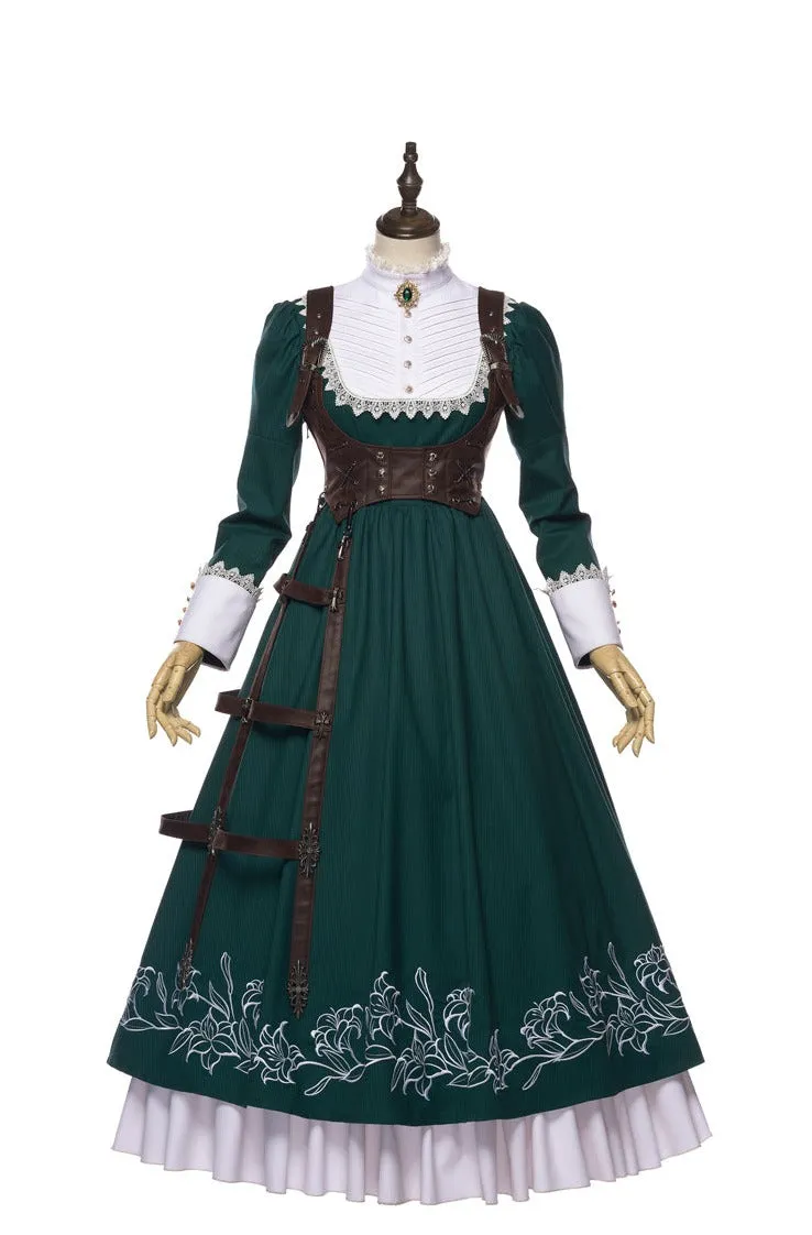 Youpairui~Lobnya~Gothic Nun Lolita Green OP Dress Set