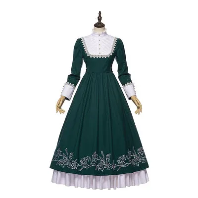 Youpairui~Lobnya~Gothic Nun Lolita Green OP Dress Set