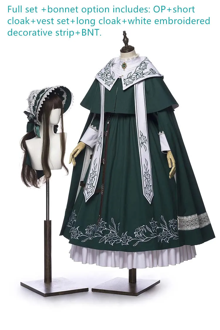 Youpairui~Lobnya~Gothic Nun Lolita Green OP Dress Set