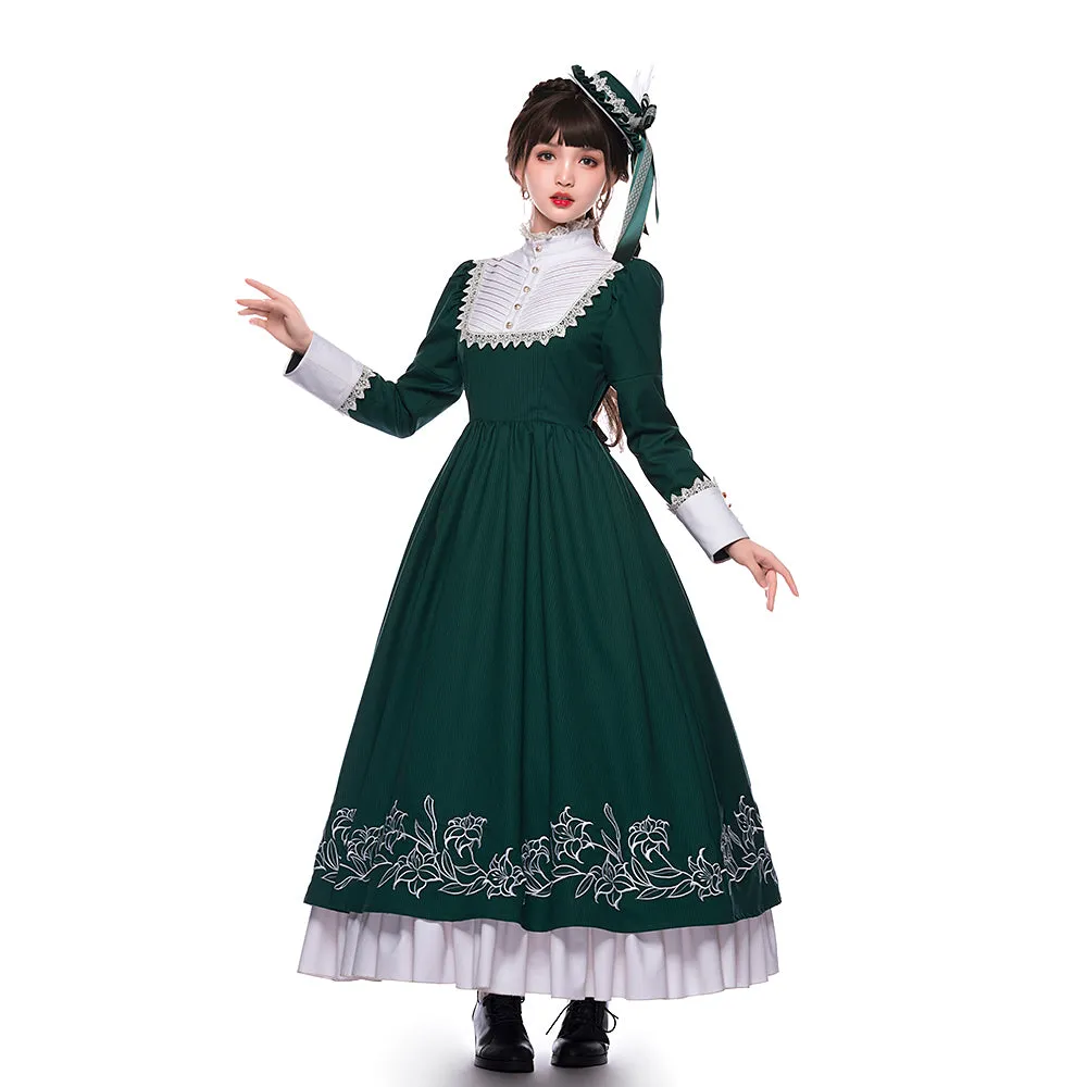 Youpairui~Lobnya~Gothic Nun Lolita Green OP Dress Set