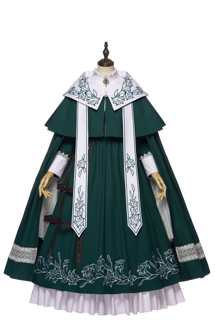 Youpairui~Lobnya~Gothic Nun Lolita Green OP Dress Set