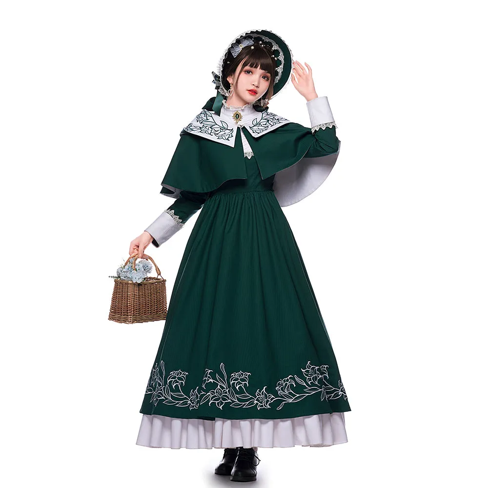 Youpairui~Lobnya~Gothic Nun Lolita Green OP Dress Set
