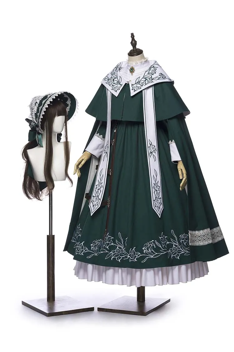 Youpairui~Lobnya~Gothic Nun Lolita Green OP Dress Set