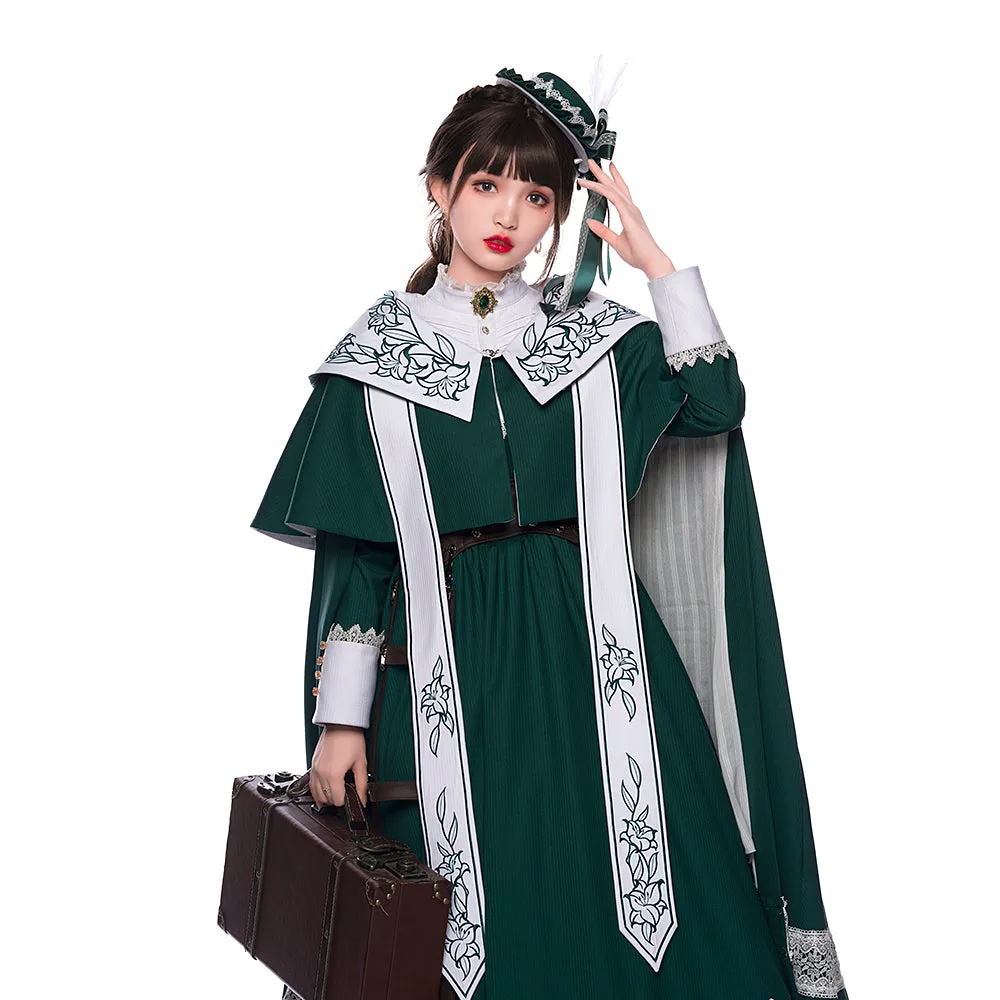 Youpairui~Lobnya~Gothic Nun Lolita Green OP Dress Set